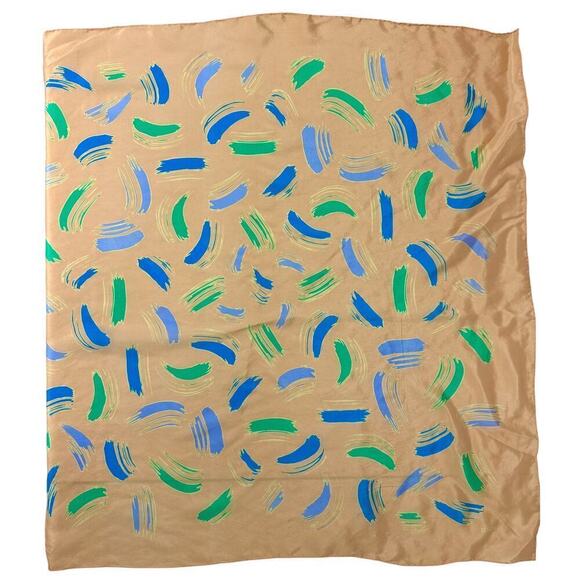 VTG ECHO Salmon Pink Ladies Silk Scarf Colorful Abstract  Design 80s Japan 26x26 - Picture 1 of 4